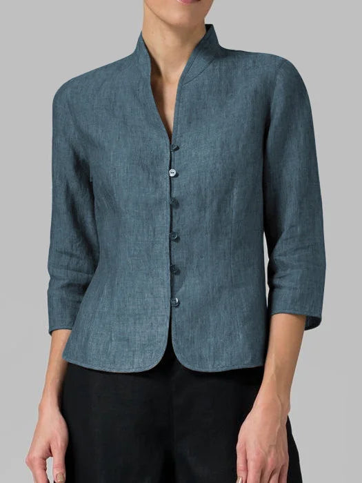 Variant image for Brynna Chemisier Femme Chic - Chambray Élégant à Manches Trois Quarts-6