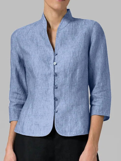 Variant image for Brynna Chemisier Femme Chic - Chambray Élégant à Manches Trois Quarts-1