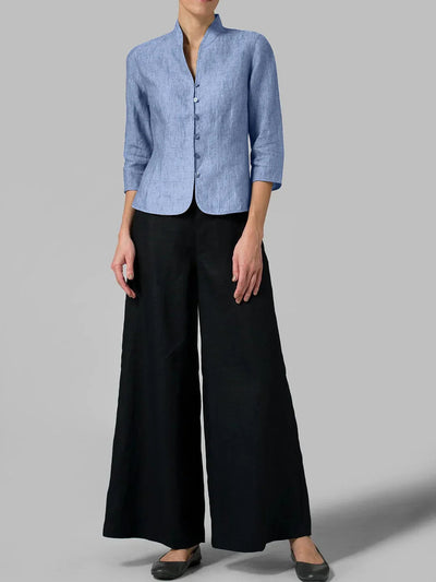Brynna Chemisier Femme Chic - Chambray Élégant à Manches Trois Quarts-2