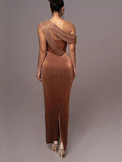 Luna | Robe Longue Femme Drapée Été Maxi-5