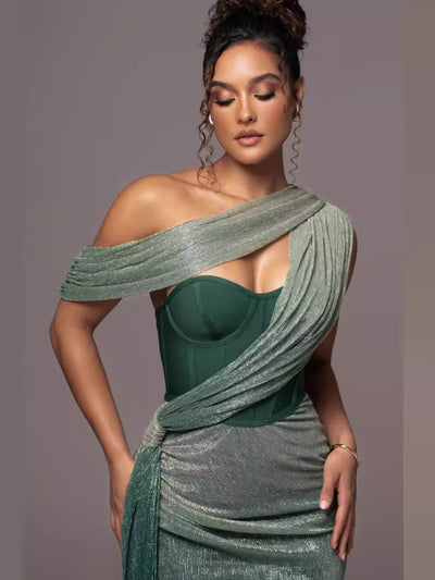 Luna | Robe Longue Femme Drapée Été Maxi-2