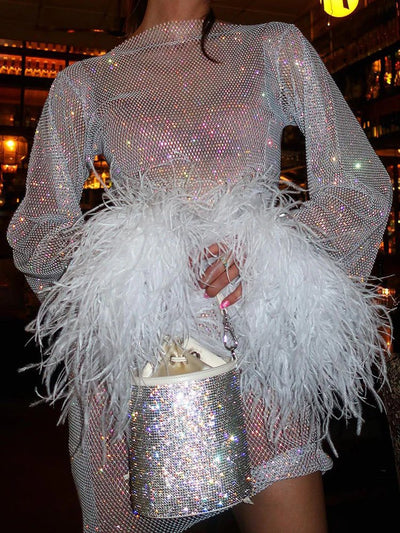 Variant image for Luna | Robe de Soirée Mini à Plumes Élégante-7